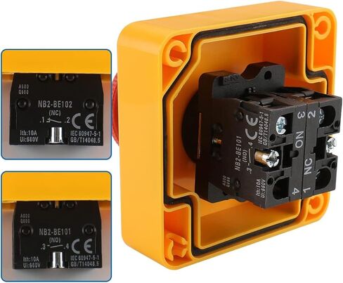 Baomain Red Sign Emergency Stop Switch Push Button Weatherproof Push Button Switch 660V with Box (2PCS) in Kuwait