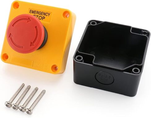 Baomain Red Sign Emergency Stop Switch Push Button Weatherproof Push Button Switch 660V with Box (2PCS) in Kuwait