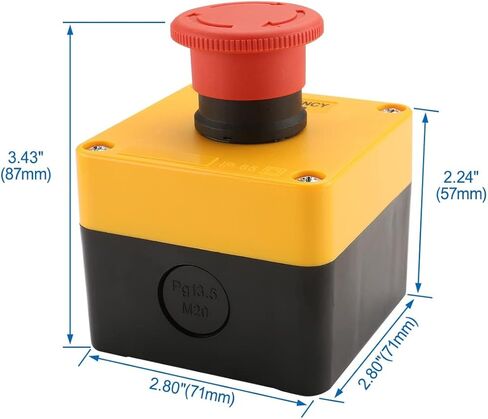 Baomain Red Sign Emergency Stop Switch Push Button Weatherproof Push Button Switch 660V with Box (2PCS) in Kuwait