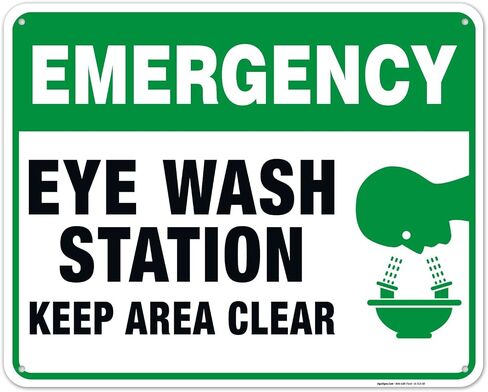 Sigo Signs, Eye Wash Station Signs, Emergency Sign, 10x7 Rust Free Aluminum, Weather/Fade Resistant, Easy Mounting, Indoor/Outdoor Use, Made in USA in Saudi Arabia