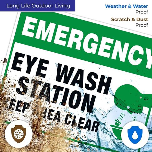 Sigo Signs, Eye Wash Station Signs, Emergency Sign, 10x7 Rust Free Aluminum, Weather/Fade Resistant, Easy Mounting, Indoor/Outdoor Use, Made in USA in Saudi Arabia