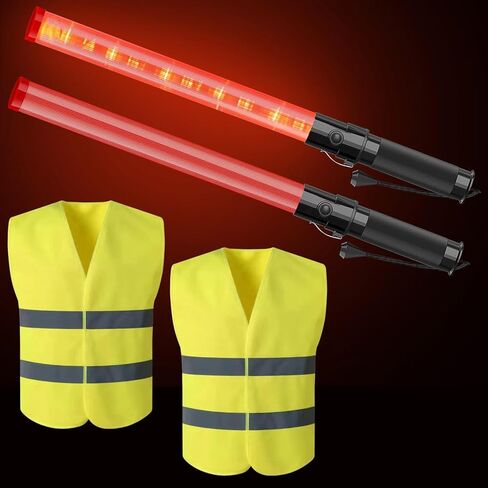 قطعتان من عصا المرور وسترات الأمان، عصا التحكم في حركة المرور مقاس 17 بوصة باللون الأحمر، وعصا إضاءة الأمان مع وضعين وامضين، وعصا الإشارة مع مشبك جانبي لتوجيه السيارة، والتحكم في حركة المرور، والمطار، ومواقف السيارات in Kuwait