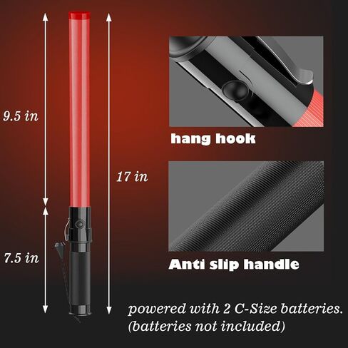 قطعتان من عصا المرور وسترات الأمان، عصا التحكم في حركة المرور مقاس 17 بوصة باللون الأحمر، وعصا إضاءة الأمان مع وضعين وامضين، وعصا الإشارة مع مشبك جانبي لتوجيه السيارة، والتحكم في حركة المرور، والمطار، ومواقف السيارات in Kuwait