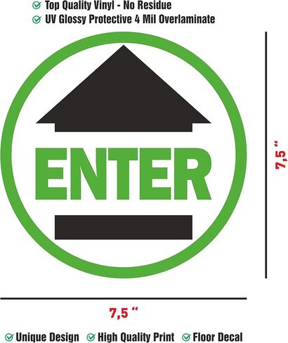 Enter Sign, 10 Decals per Pack, 7.5" Round, Social distancing Sign, Social distancing Floor Decals in Saudi Arabia
