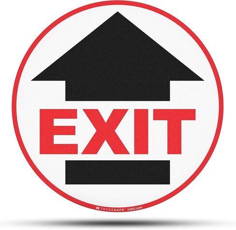 TRADESAFE Exit Anti-Slip Floor Sticker - Emergency Exit Sign Floor Decal, Peel and Stick Adhesive Vinyl Sign, ANSI-Compliant, 17" Diameter Round Sticker in Saudi Arabia