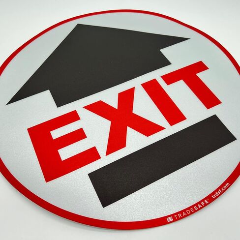TRADESAFE Exit Anti-Slip Floor Sticker - Emergency Exit Sign Floor Decal, Peel and Stick Adhesive Vinyl Sign, ANSI-Compliant, 17" Diameter Round Sticker in Saudi Arabia