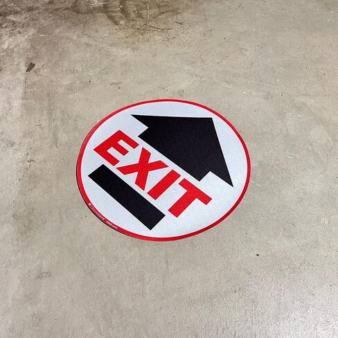 TRADESAFE Exit Anti-Slip Floor Sticker - Emergency Exit Sign Floor Decal, Peel and Stick Adhesive Vinyl Sign, ANSI-Compliant, 17" Diameter Round Sticker in Saudi Arabia