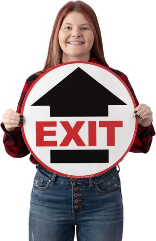 TRADESAFE Exit Anti-Slip Floor Sticker - Emergency Exit Sign Floor Decal, Peel and Stick Adhesive Vinyl Sign, ANSI-Compliant, 17" Diameter Round Sticker in Saudi Arabia