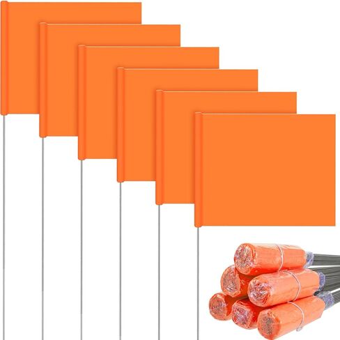 300 قطعة من أعلام العلامات مقاس 15 × 4 × 5 بوصة لأعلام ساحة الحديقة وأعلام الحديقة وأعلام المسح لري العشب والمناظر الطبيعية وسياج الرش وعلم تدريب الحيوانات الأليفة (برتقالي) in Saudi Arabia