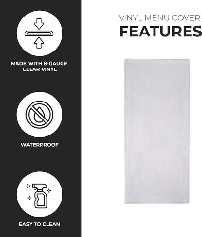 غطاء قائمة من الفينيل الشفاف على الوجهين، حامل قائمة بلاستيكي على الوجهين، غطاء تحميل علوي منزلق، قابل للمسح، قابل لإعادة الاستخدام، 8.5 بوصة × 14 بوصة، عبوة من 24 قطعة in Kuwait