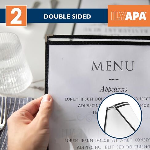 أغطية قائمة مطعم Ilyapa مقاس 11 × 17 بوصة - 30 حزمة، صفحة واحدة، 2 حافظة حامل قائمة شفافة للمطعم، مجلدات حماية من البلاستيك الصلب المتين من مادة PVC لتغطية الإدخالات in Kuwait