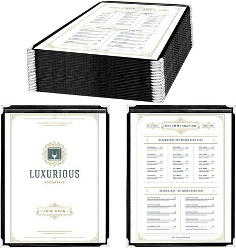 25 Pack of Menu Covers - Single Page, Fits 8.5 x 11 Inch Paper Menu Holder Double Stitched Restaurant Menu Covers-Gold in Saudi Arabia