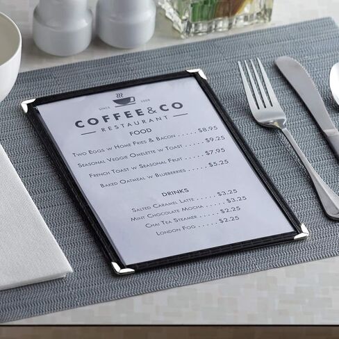 25 Pack of Menu Covers - Single Page, Fits 8.5 x 11 Inch Paper Menu Holder Double Stitched Restaurant Menu Covers-Gold in Saudi Arabia
