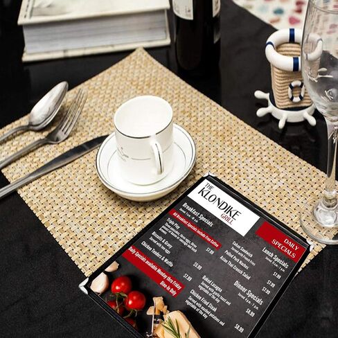 25 Pack of Menu Covers - Single Page, Fits 8.5 x 11 Inch Paper Menu Holder Double Stitched Restaurant Menu Covers-Gold in Saudi Arabia