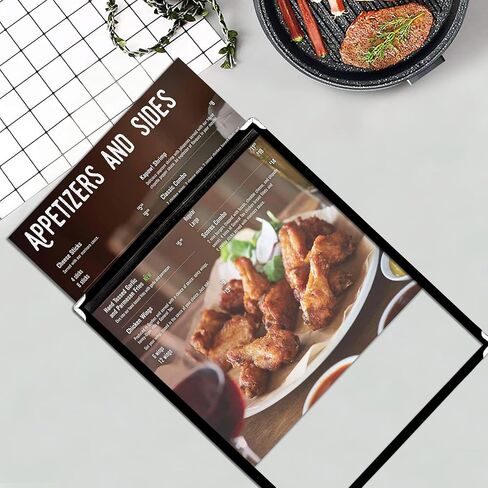 25 Pack of Menu Covers - Single Page, Fits 8.5 x 11 Inch Paper Menu Holder Double Stitched Restaurant Menu Covers-Gold in Saudi Arabia
