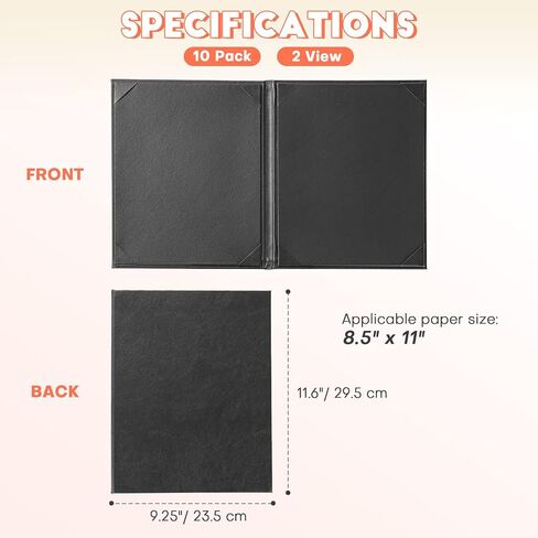 Menu Holder Menu Covers 8.5" x 11" | Pack Black Leather Menu Sleeves Book Style for Restaurant Coffee Bars Wine List (8 View, 5 Pack) in Saudi Arabia