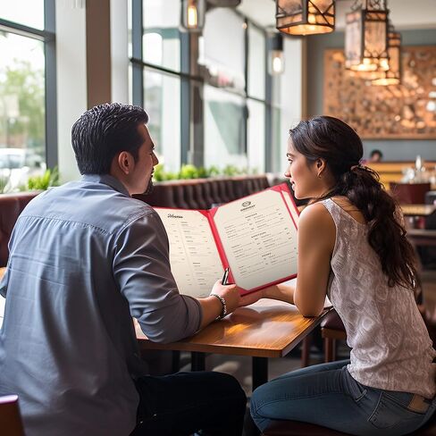 WeChef 10 عبوات من أغطية القائمة مقاس 8.5 بوصة × 11 بوصة 4 مناظر من الجلد على شكل كتاب مع صفحات ركن الألبوم الخارجية وبارات المطاعم والمقهى (عنابي) in Kuwait