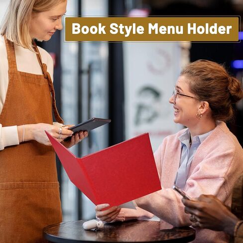 WeChef 10 عبوات من أغطية القائمة مقاس 8.5 بوصة × 11 بوصة 4 مناظر من الجلد على شكل كتاب مع صفحات ركن الألبوم الخارجية وبارات المطاعم والمقهى (عنابي) in Kuwait