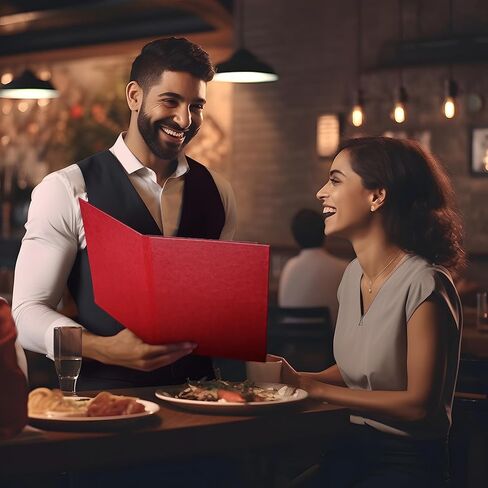 WeChef 10 عبوات من أغطية القائمة مقاس 8.5 بوصة × 11 بوصة 4 مناظر من الجلد على شكل كتاب مع صفحات ركن الألبوم الخارجية وبارات المطاعم والمقهى (عنابي) in Kuwait