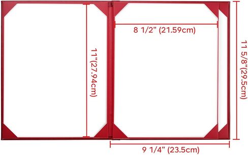 WeChef 10 عبوات من أغطية القائمة مقاس 8.5 بوصة × 11 بوصة 4 مناظر من الجلد على شكل كتاب مع صفحات ركن الألبوم الخارجية وبارات المطاعم والمقهى (عنابي) in Kuwait