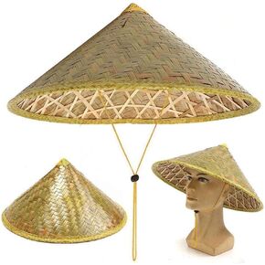 Handmade Chinese Retro Bamboo Rattan Hat Farmer Fisherman Hat Tourism Rain Cap Dance Props Cone Fishing Sunshade Hat Brown in Saudi Arabia
