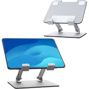 Foldable Aluminum Laptop Tablet Smartphone Stand — Adjustable Height & Angle, Portable Desk Holder with Anti-Slip Pads for iPad, iPhone, Kindle, Laptops & Tablets, Helping Reduce Neck and Eye Strain in Kuwait