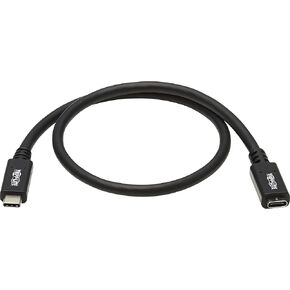 Tripp Lite USB-C Cable (M / F) ، USB 3.2 Gen 1 ، Thunderbolt 3 ، Black ، 5 GBPS ، 60W شحن توصيل الطاقة ، 20 فولت 3 أمبير ، 6 أقدام / 1.8 متر ، (U421-006) in Kuwait