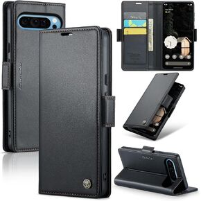 حقيبة محفظة لـ Google Pixel 10 Pro XL ، حالة الوجه المغناطيسي مع حامل بطاقة حظر RFID Kickstand للنساء ، Pixel 10 Pro XL Rockproof Detective Phone Cover (Black) in Kuwait