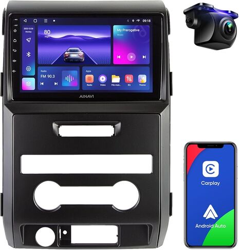 ستيريو سيارة Android لـ Ford F150 2009-2012 ترقية الراديو (3RAM+32ROM) CARPLAY اللاسلكي Auto 9 بوصة Qled Touch Screen GPS MINORRORING 5GWIFI ميكروفون (مع كاميرا 1080 بكسل) in Kuwait