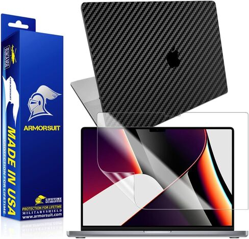 Armorsuit Militaryshield Black Carbon Carbon Skin Wrap for Apple Macbook Pro 14 "(2021) - فيلم مضاد للطفلة in Saudi Arabia