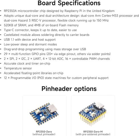 Waveshare 2PCS RP2350-Zero Mini Development Board, Raspberry Pi Microcontroller Development Board, Based On Raspberry Pi Dual-core & Dual-Architecture Microcontroller in Saudi Arabia
