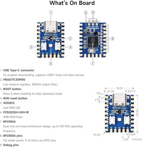 Waveshare 2PCS RP2350-Zero Mini Development Board, Raspberry Pi Microcontroller Development Board, Based On Raspberry Pi Dual-core & Dual-Architecture Microcontroller in Saudi Arabia