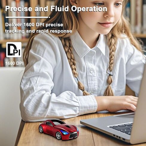 Car Mouse Wireless Cool Sport Car Shaped Computer Mice with LED Headlight USB Receiver 1600 DPI 3 Buttons 2.4GHz Portable Optical Mini Small Mouse for Laptop PC Desktop Computer Kids Gift (Pink) in Saudi Arabia
