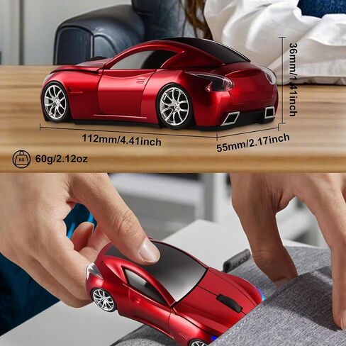 Car Mouse Wireless Cool Sport Car Shaped Computer Mice with LED Headlight USB Receiver 1600 DPI 3 Buttons 2.4GHz Portable Optical Mini Small Mouse for Laptop PC Desktop Computer Kids Gift (Pink) in Saudi Arabia