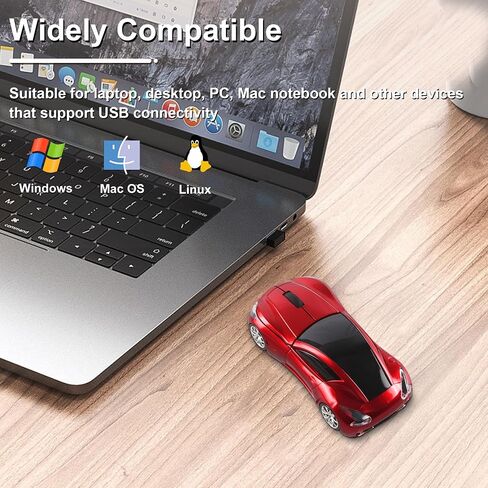 Car Mouse Wireless Cool Sport Car Shaped Computer Mice with LED Headlight USB Receiver 1600 DPI 3 Buttons 2.4GHz Portable Optical Mini Small Mouse for Laptop PC Desktop Computer Kids Gift (Pink) in Saudi Arabia