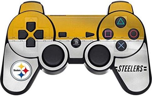 ألعاب Skinit Schecal Maming متوفرة مع وحدة تحكم لاسلكية Dual Frack PS3 - NFL Pittsburgh Steelers تصميم مخطط أبيض رسمي in Saudi Arabia
