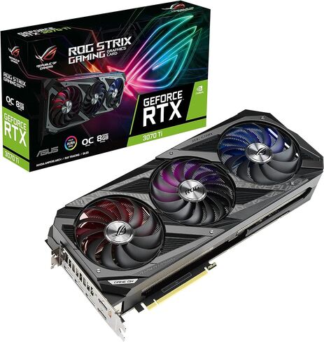 ASUS ROG Strix NVIDIA GeForce RTX 3070 Ti OC Edition Gaming Graphics Card (PCIe 4.0, 8GB GDDR6X, HDMI 2.1, DisplayPort 1.4a, Axial-tech Design, 2.9-Slot, Super Alloy Power II, GPU Tweak II) (Renewed) in Saudi Arabia
