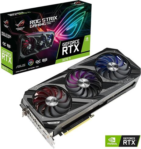 ASUS ROG Strix NVIDIA GeForce RTX 3070 Ti OC Edition Gaming Graphics Card (PCIe 4.0, 8GB GDDR6X, HDMI 2.1, DisplayPort 1.4a, Axial-tech Design, 2.9-Slot, Super Alloy Power II, GPU Tweak II) (Renewed) in Saudi Arabia