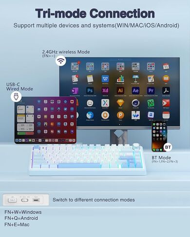 AULA Wireless Keyboard and Mouse Combo, F75 Mechanical Keyboard SC900 Max Wireless Mouse in Kuwait