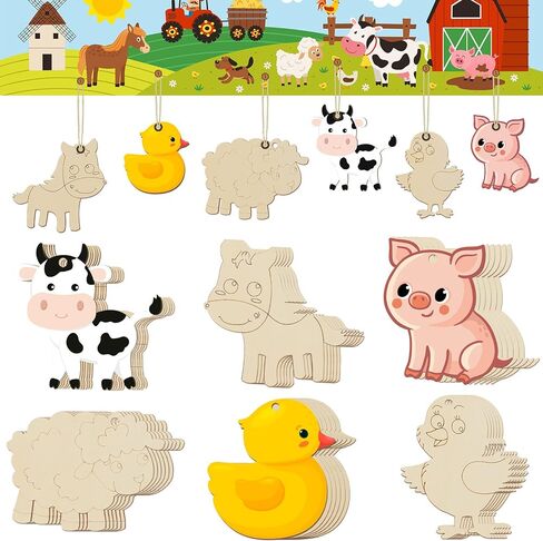 36 Pack Unfinished Wood Animal Jungle Cutouts Jungle Animal Crafts Wooden Shapes Crocodile Lion Monkey Elephant Tiger Giraffe for Cutouts Crafts for Kids Party DIY Holiday Hanging Decor in Saudi Arabia