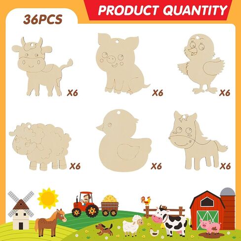 36 Pack Unfinished Wood Animal Jungle Cutouts Jungle Animal Crafts Wooden Shapes Crocodile Lion Monkey Elephant Tiger Giraffe for Cutouts Crafts for Kids Party DIY Holiday Hanging Decor in Saudi Arabia