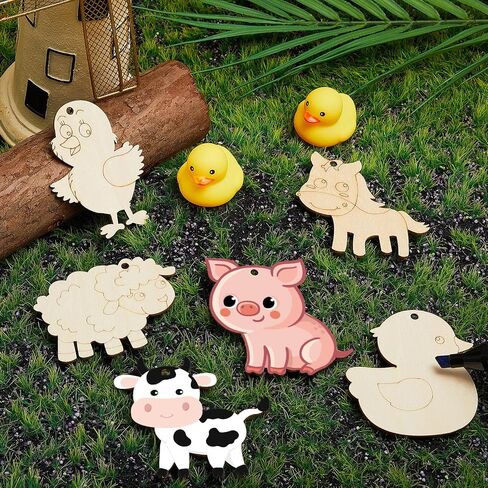 36 Pack Unfinished Wood Animal Jungle Cutouts Jungle Animal Crafts Wooden Shapes Crocodile Lion Monkey Elephant Tiger Giraffe for Cutouts Crafts for Kids Party DIY Holiday Hanging Decor in Saudi Arabia