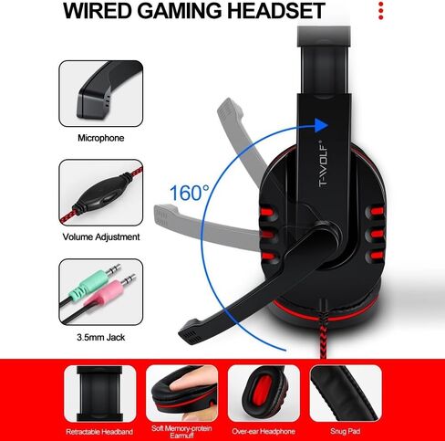 Yunir Wired RGB Backlit Gaming Keyboard and Mouse Combo, Gaming Headset Mouse Pad Combo,Rainbow Backlight Gaming Set,Ergonomic Design,All in 1 PC Bundle for Wins PC in Saudi Arabia