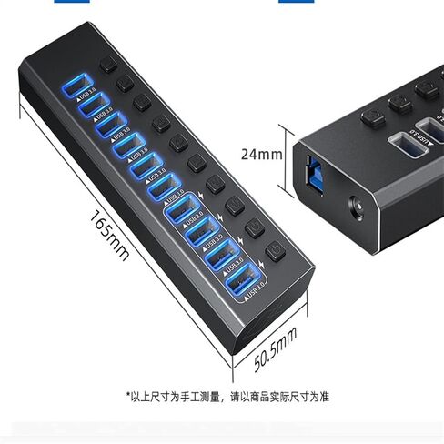 الألومنيوم 10-port USB3.0 محطة الإرساء محور متعدد الوظائف محور مستقل (اللون: ه) in Kuwait