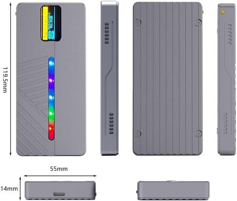 Smart Display Screen M.2 Solid State Drive Case 10GB Protocol NVMe/Data Aluminum Alloy Housing(Color:D) in Kuwait