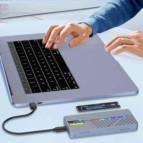 Smart Display Screen M.2 Solid State Drive Case 10GB Protocol NVMe/Data Aluminum Alloy Housing(Color:D) in Kuwait