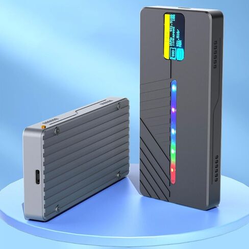 Smart Display Screen M.2 Solid State Drive Case 10GB Protocol NVMe/Data Aluminum Alloy Housing(Color:D) in Kuwait
