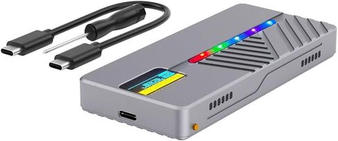 Smart Display Screen M.2 Solid State Drive Case 10GB Protocol NVMe/Data Aluminum Alloy Housing(Color:D) in Kuwait