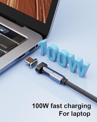 كابل شحن مغناطيسي NetDot USB-C إلى USB-C، Gen14 3in1 100W شاحن مغناطيسي من النوع C وكابل نقل البيانات لـ USB-C وهواتف Micro USB وأجهزة الكمبيوتر المحمول ومنتجات i-3 أسود 3.3 قدم in Saudi Arabia