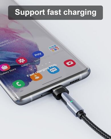 كابل شحن مغناطيسي NetDot USB-C إلى USB-C، Gen14 3in1 100W شاحن مغناطيسي من النوع C وكابل نقل البيانات لـ USB-C وهواتف Micro USB وأجهزة الكمبيوتر المحمول ومنتجات i-3 أسود 3.3 قدم in Saudi Arabia